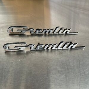 Vintage Gremlin AMC Name Emblem Fender Badge Metal Original Ornament